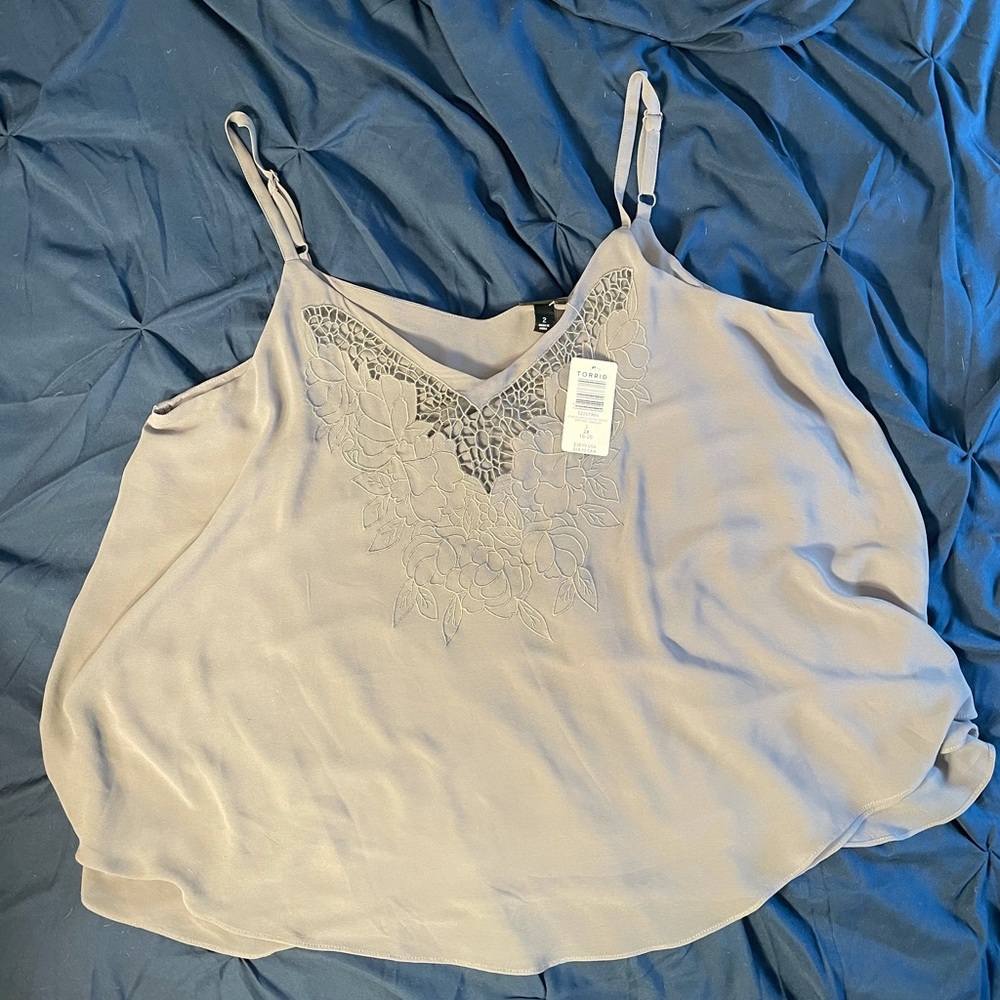 Torrid Grey Enbroidered Swing Tank (Size 2)